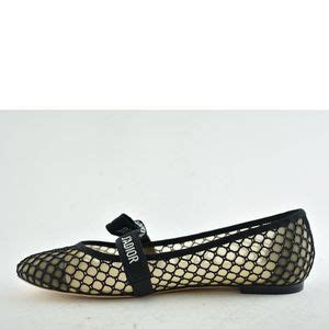 Dior Miss J'adior Black Nude Resille Ribbon Mesh Ballerina